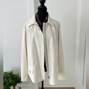 ZENOBIA Lightweight Lined Zip Front Jacket Made Canada Silk Blend Neutral Office